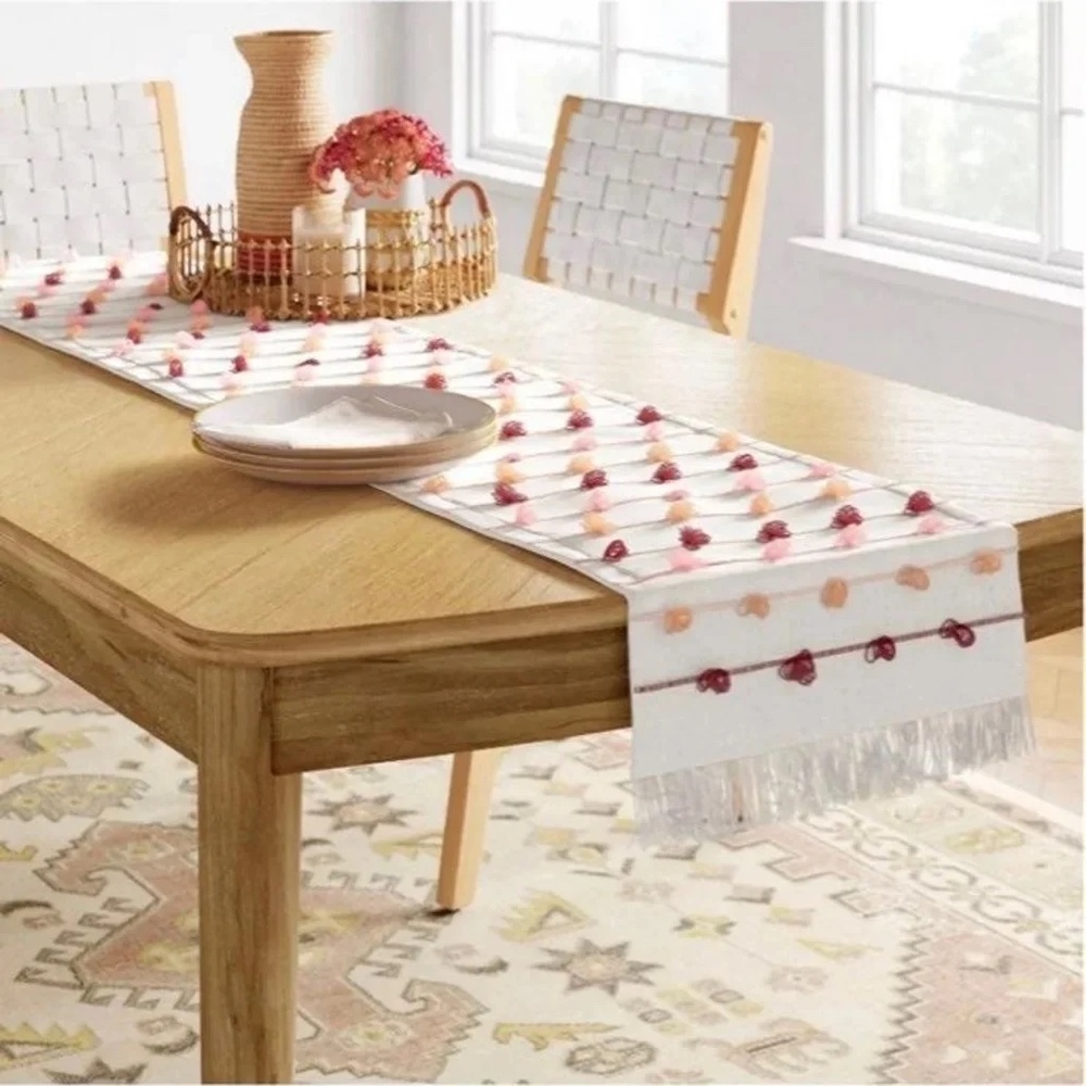 Valentine's Day Cotton Pink & Red Knot Striped Runner